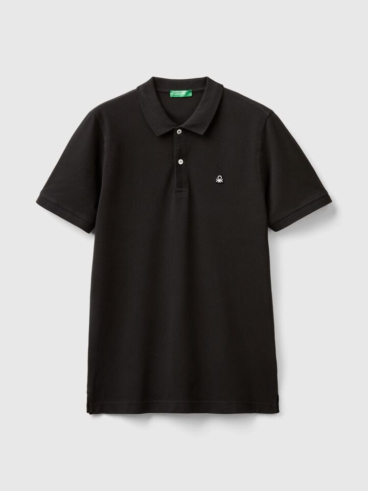 Benetton Black Slim Fit Polo Black