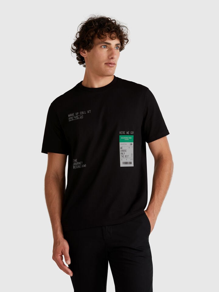 benetton Black t-shirt with graphic Black