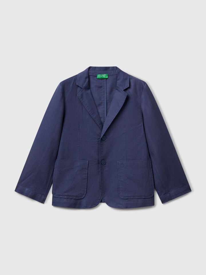 benetton Blazer in linen blend Air Force Blue