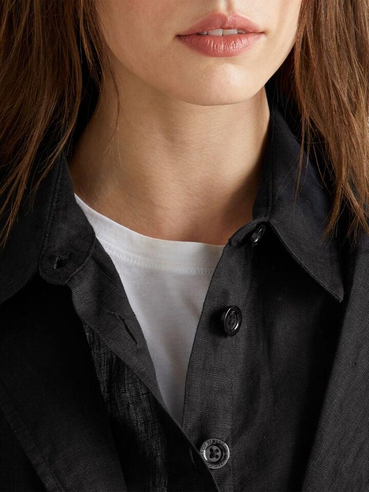 Benetton Blazer In Pure Linen Black