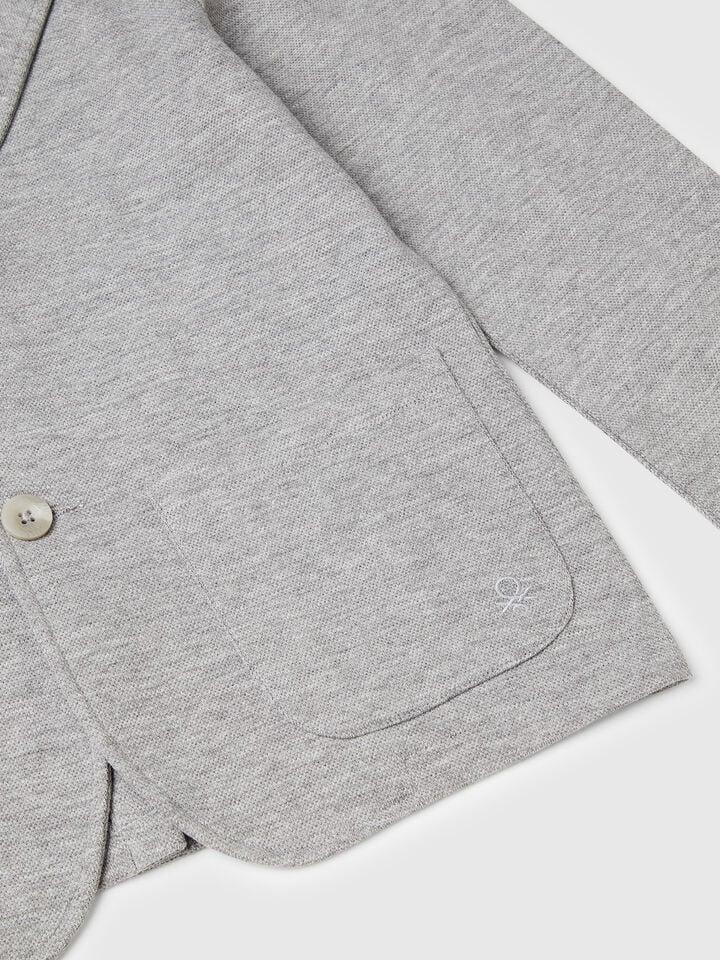 Benetton Blazer With Pockets Light Gray