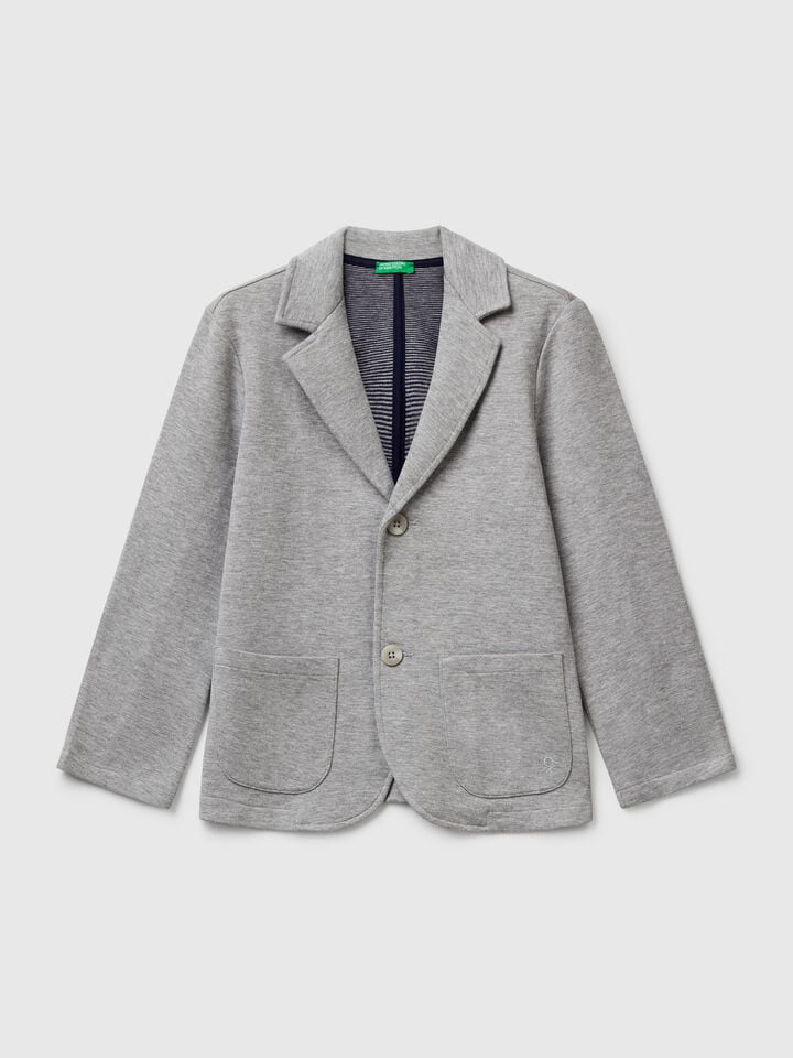 Benetton Blazer With Pockets Light Gray
