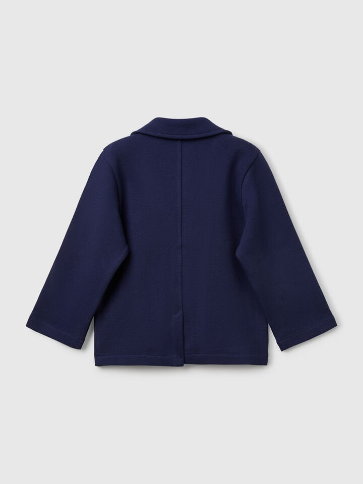 Benetton Blazer With Relaxed Fit Pockets Dark Blue
