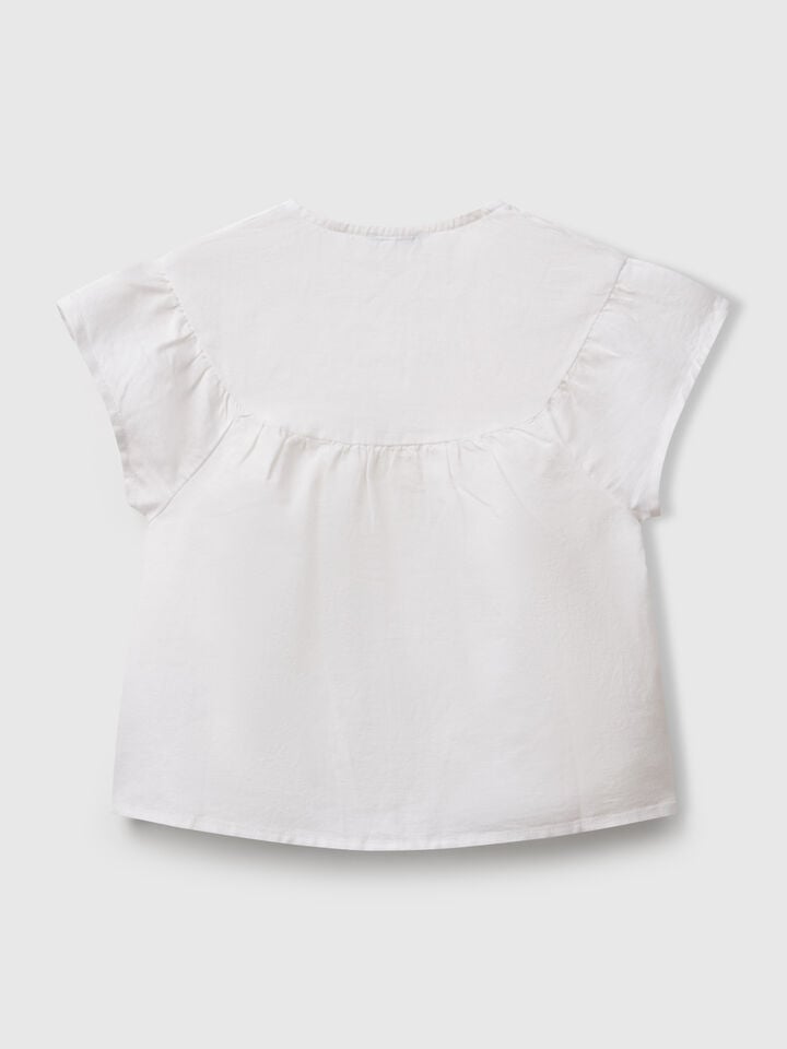 Benetton Blouse In Linen Blend White
