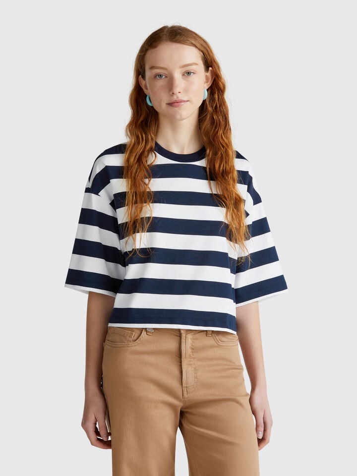 benetton Blue and white striped t-shirt Blue