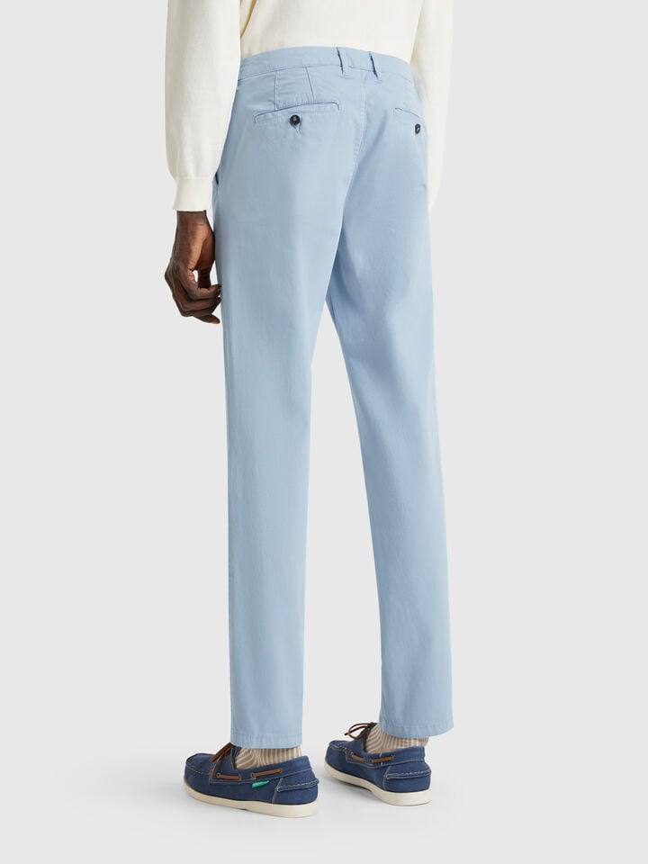 Benetton Blue Gray Slim Fit Chinos Light Blue