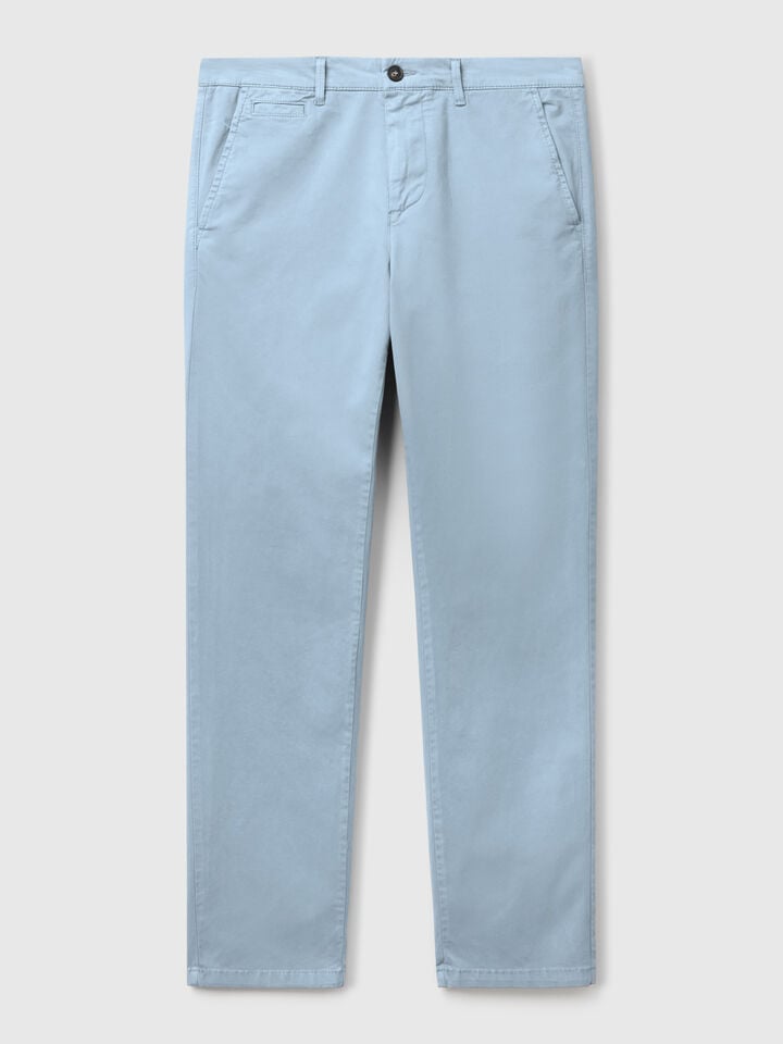 Benetton Blue Gray Slim Fit Chinos Light Blue