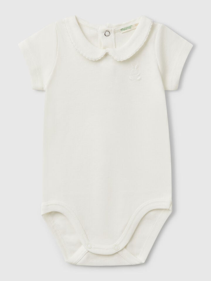 benetton Bodysuit with cotton collar Creamy White
