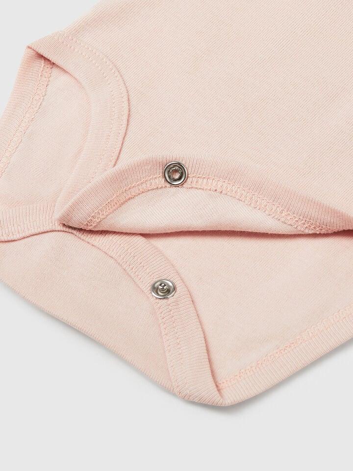 Benetton Bodysuit With Cotton Collar Soft Pink