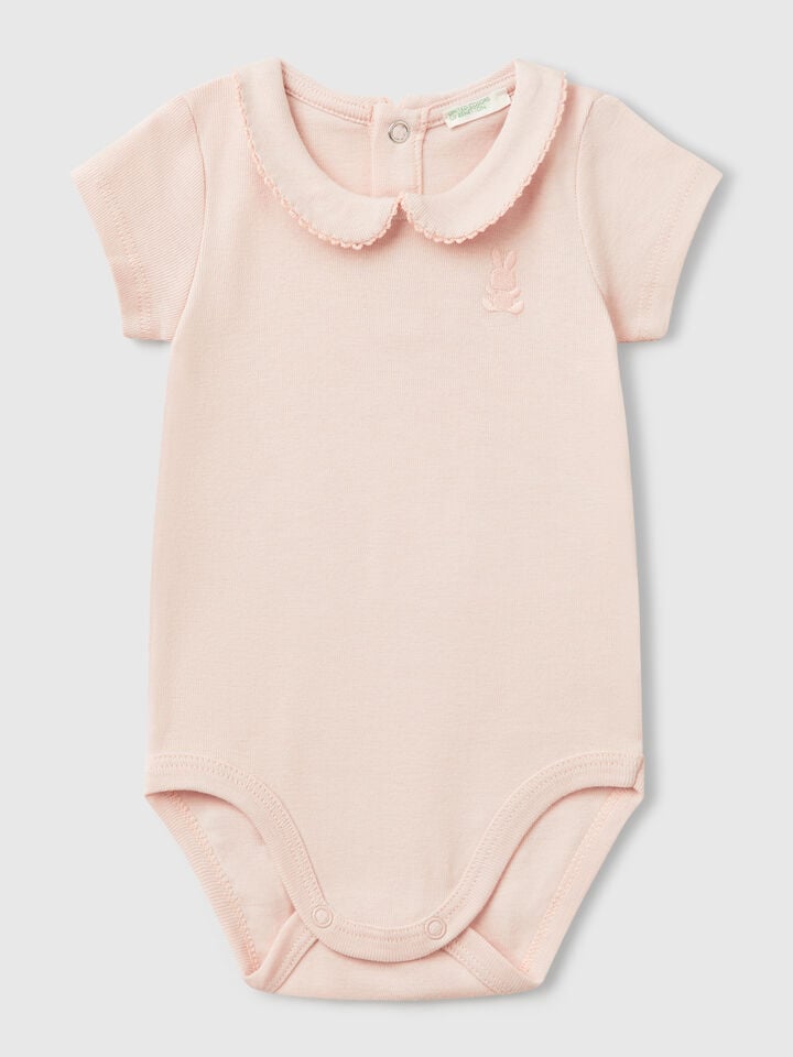 benetton Bodysuit with cotton collar Soft Pink