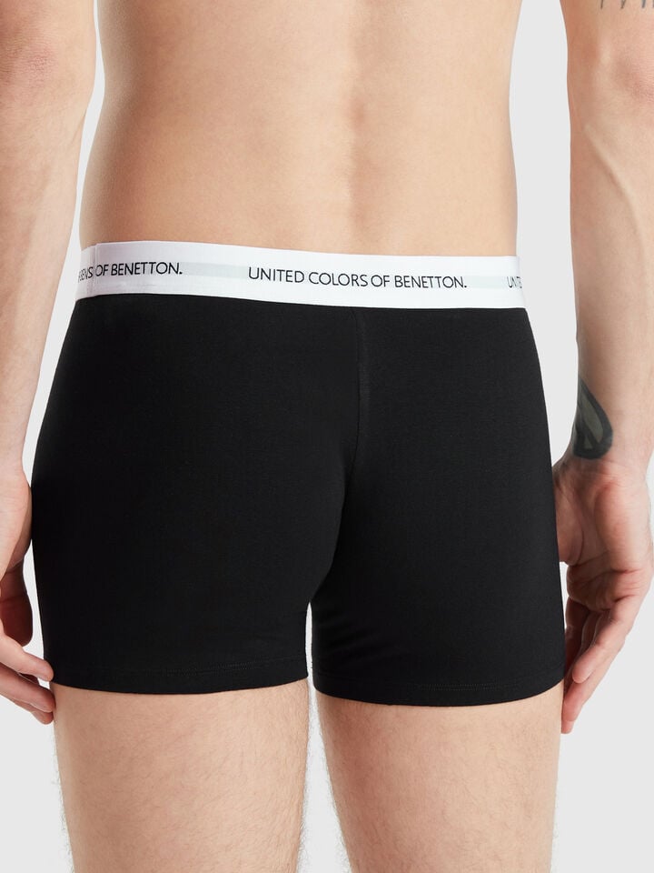 Benetton Boxers In Stretch Cotton Black