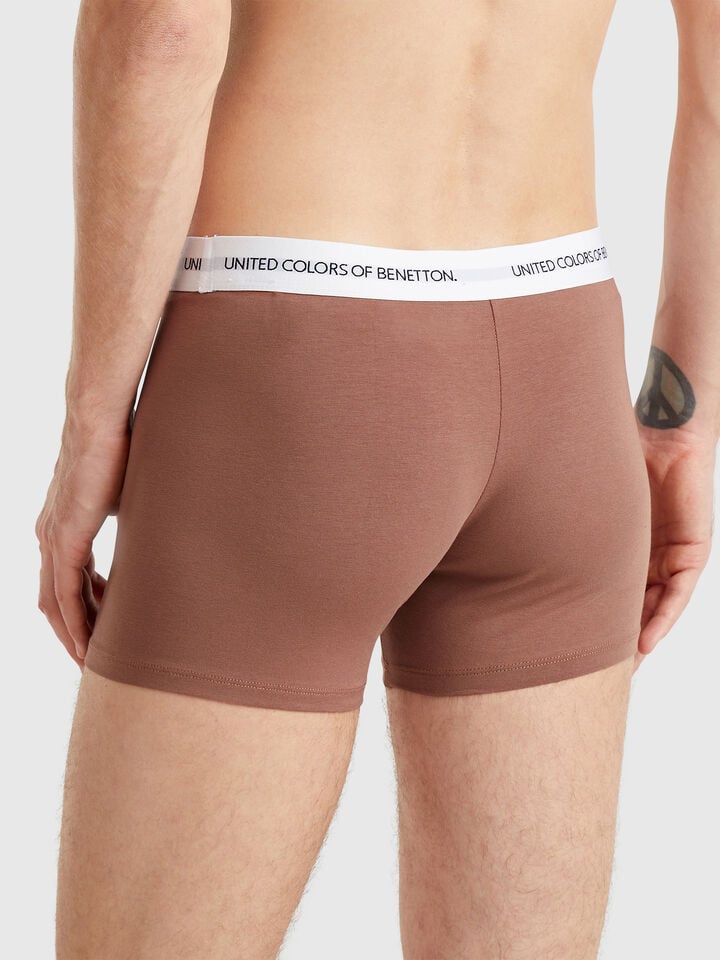 Benetton Boxers In Stretch Cotton Brown