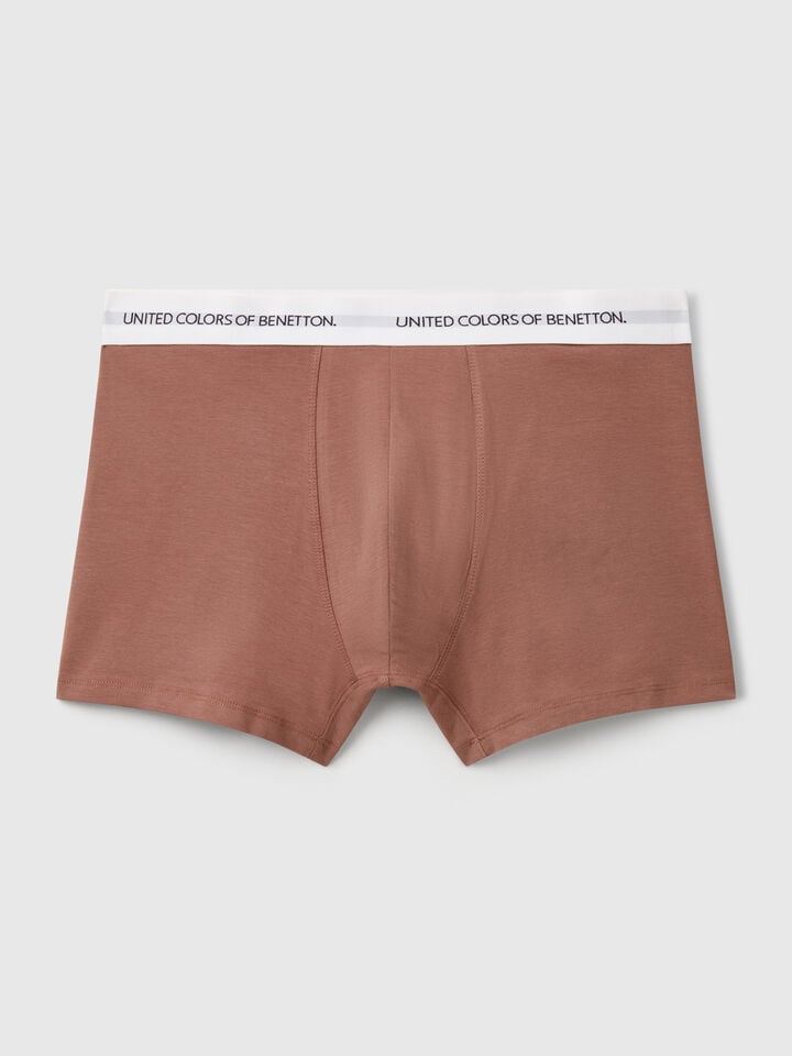 Benetton Boxers In Stretch Cotton Brown