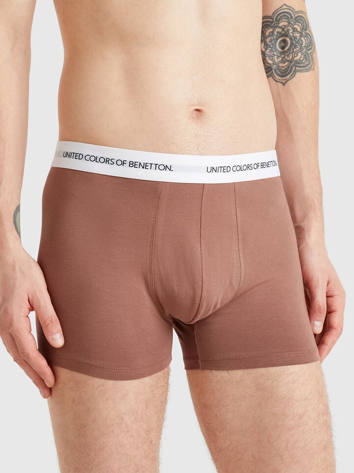 benetton Boxers in stretch cotton Brown