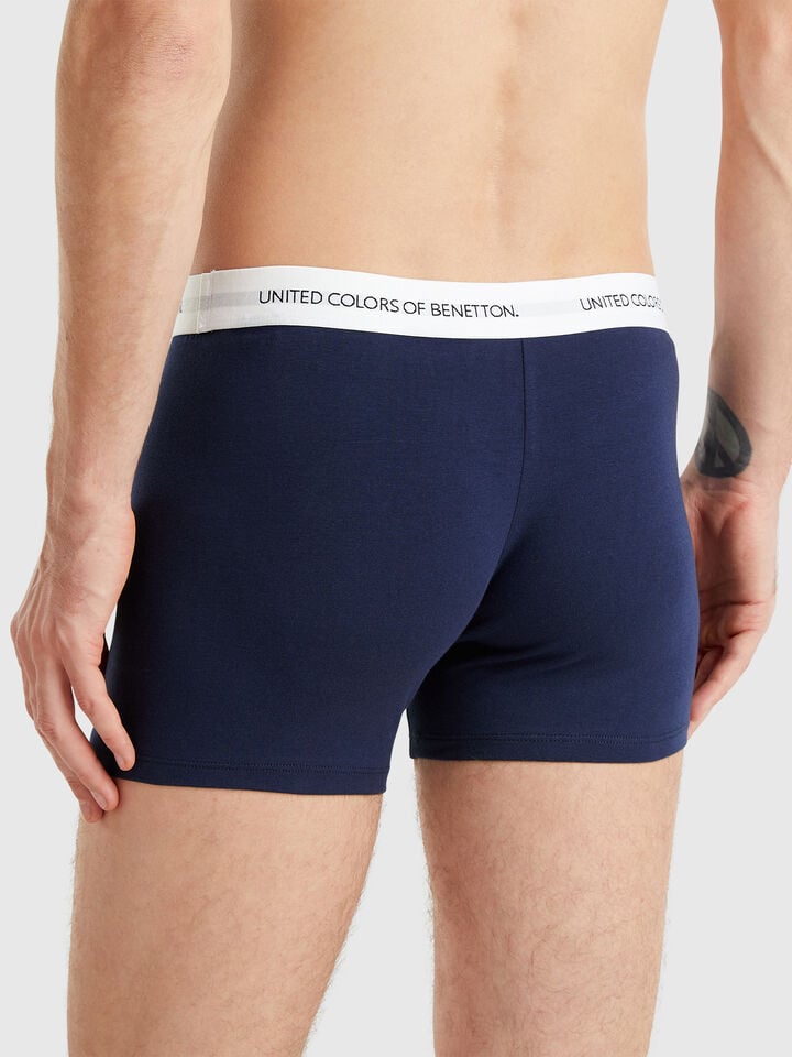 Benetton Boxers In Stretch Cotton Dark Blue