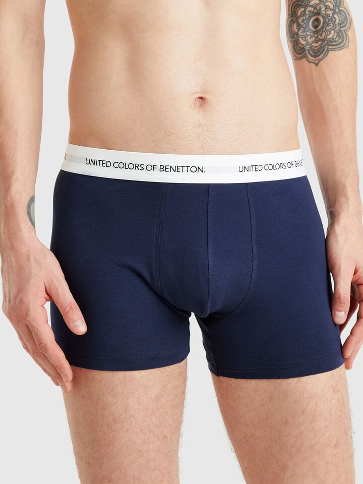 benetton Boxers in stretch cotton Dark Blue