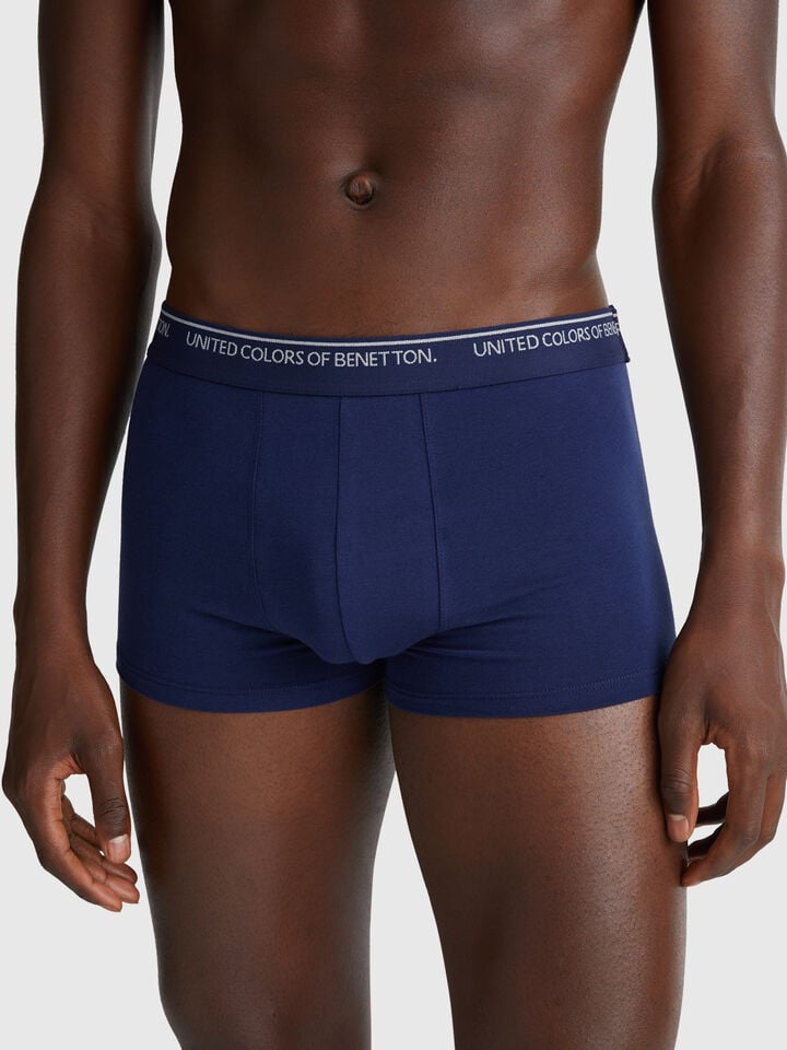 benetton Boxers in stretch cotton Dark Blue