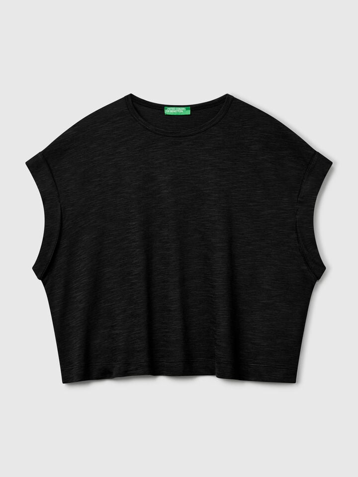 Benetton Boxy Fit T-shirt Black