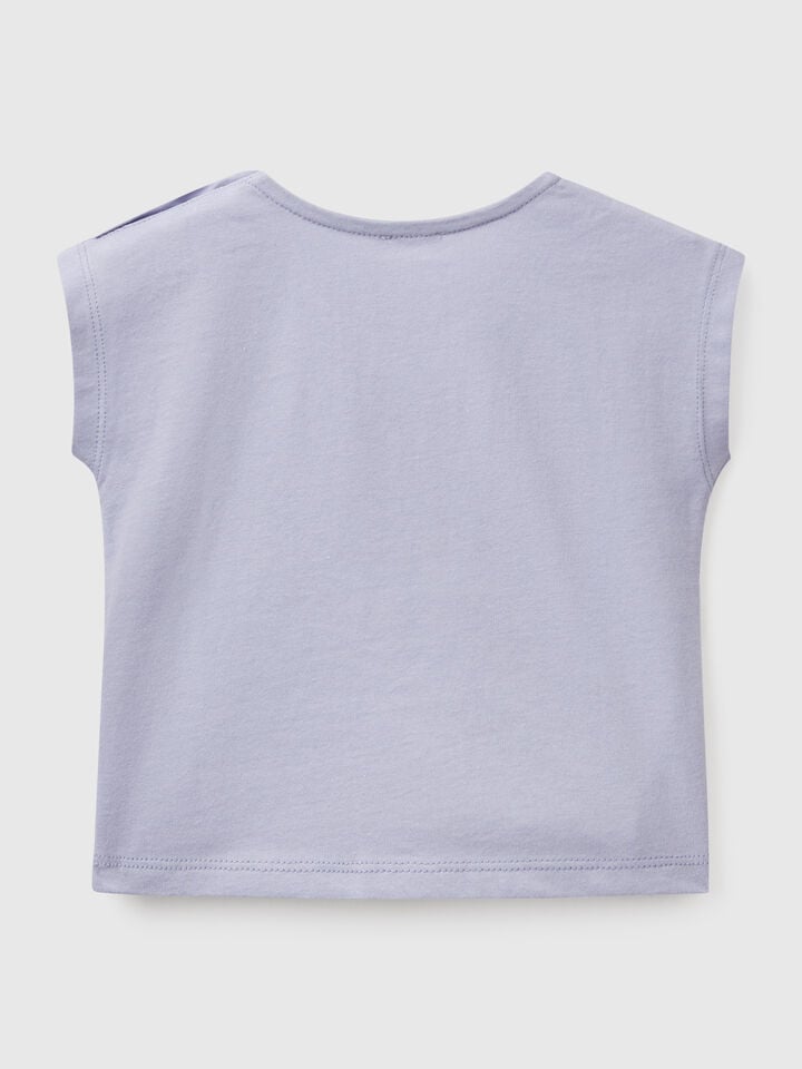 Benetton Boxy Fit T-shirt In Cotton Periwinkle
