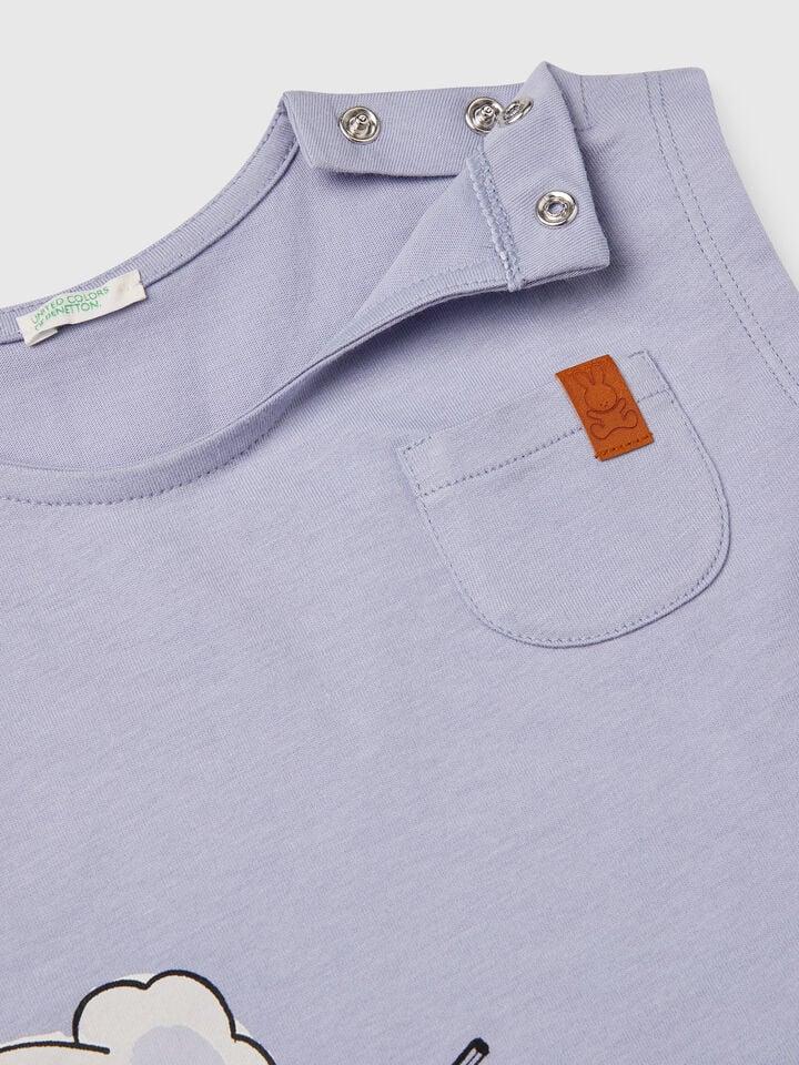 Benetton Boxy Fit T-shirt In Cotton Periwinkle