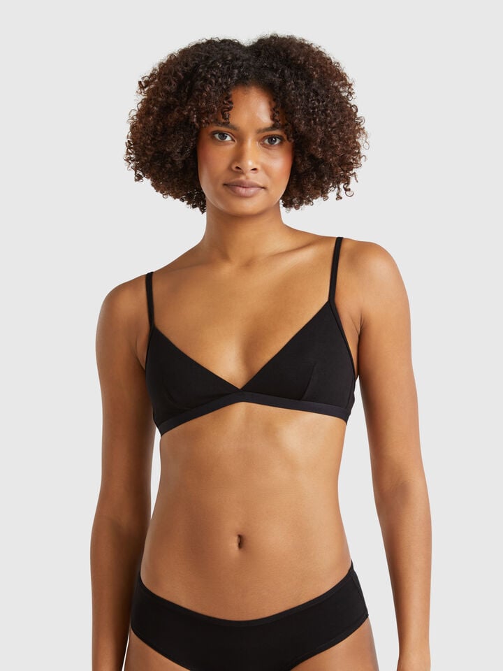 benetton Bra in super stretch cotton Black