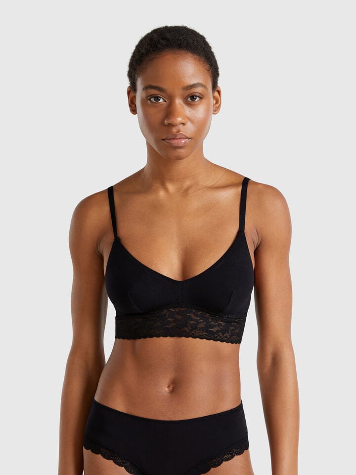 benetton Bralette in super stretch cotton Black