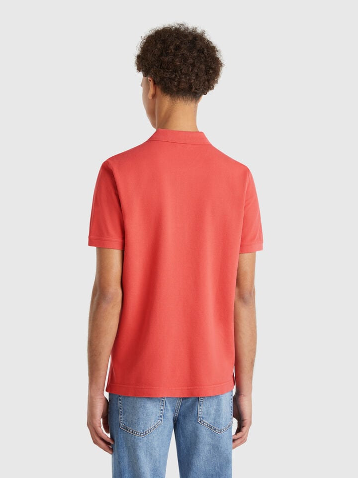 Benetton Brick Red Regular Fit Polo Brick Red