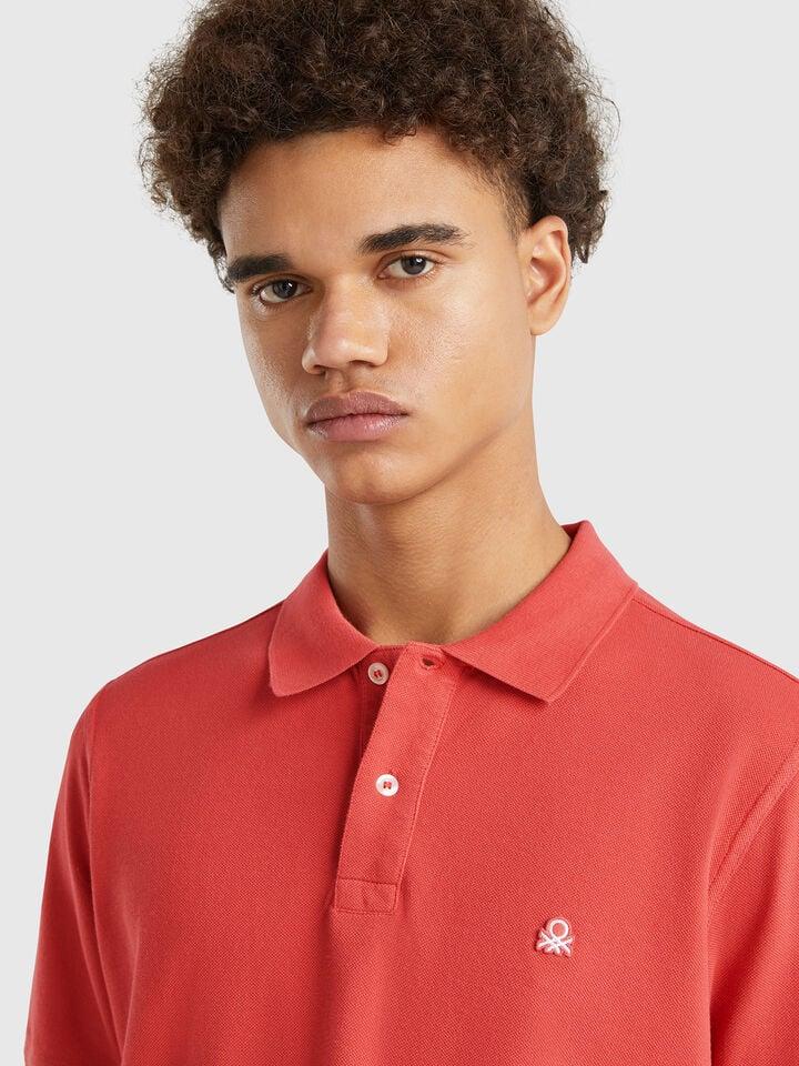 Benetton Brick Red Regular Fit Polo Brick Red
