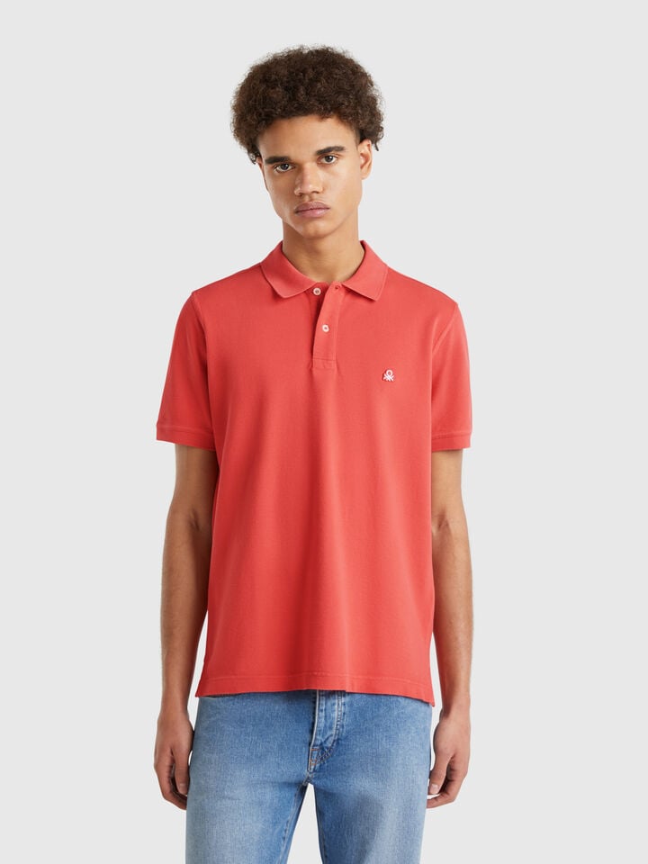 benetton Brick red regular fit polo Brick Red