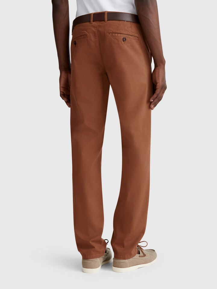 Benetton Brown Slim Fit Chinos Brown