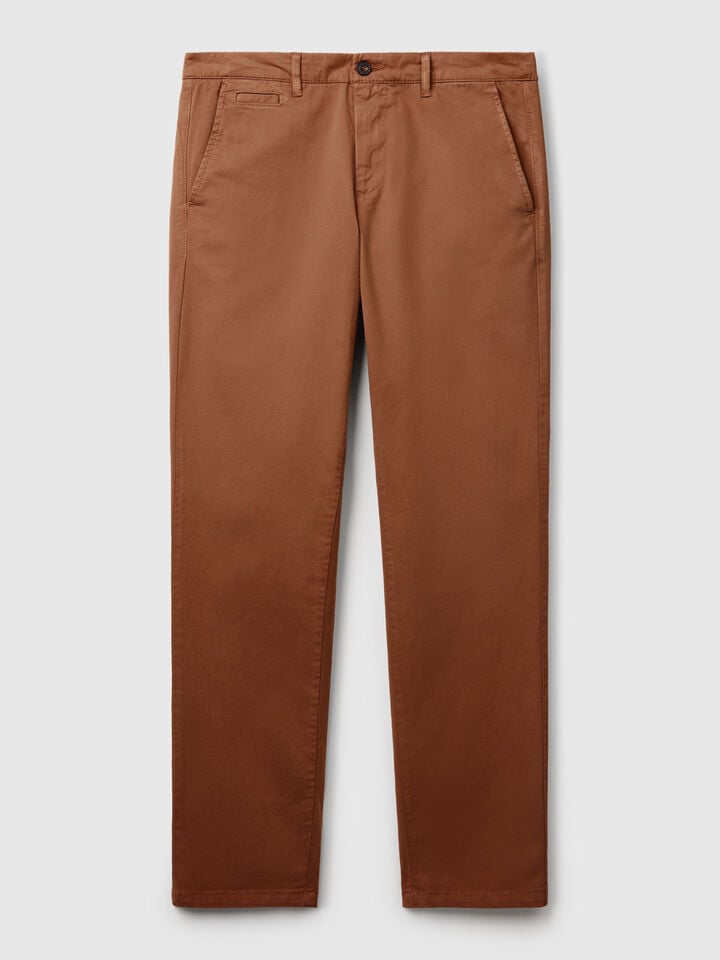 Benetton Brown Slim Fit Chinos Brown