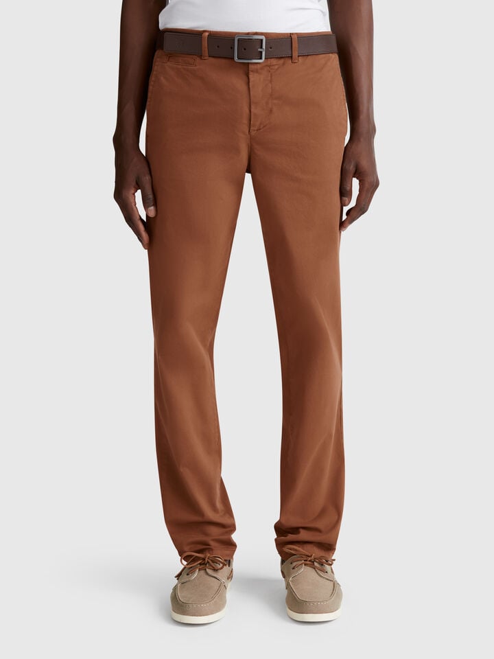 benetton Brown slim fit chinos Brown