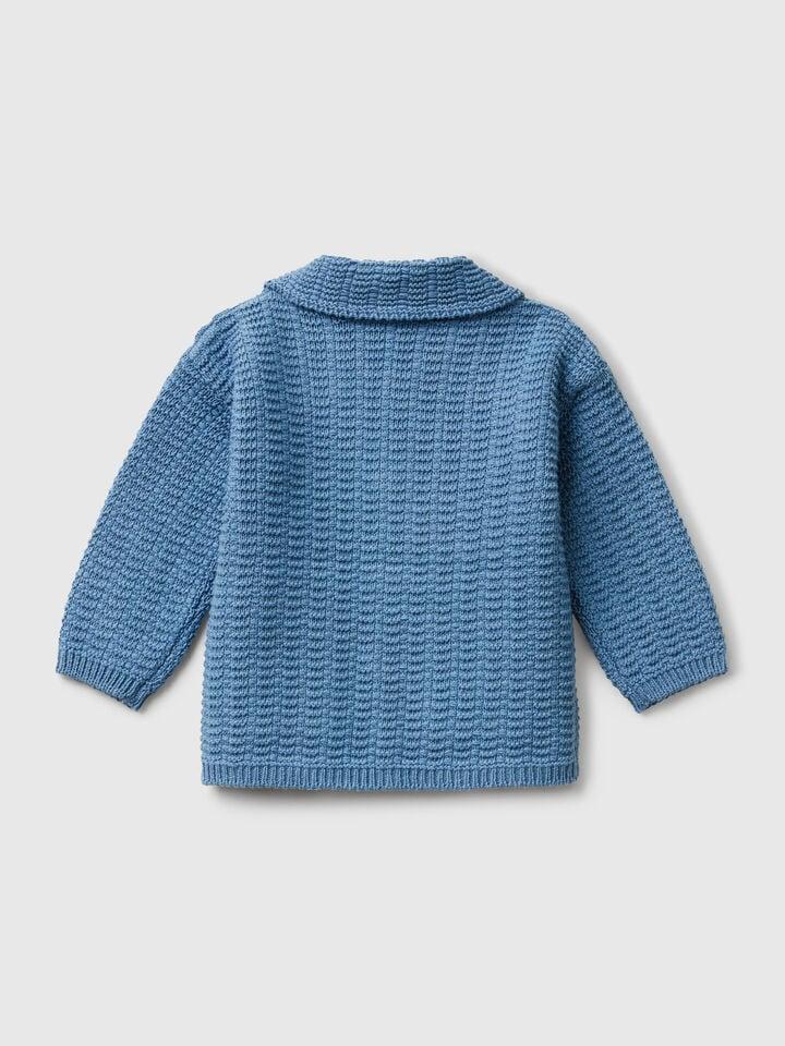Benetton Cardigan With Collar Air Force Blue