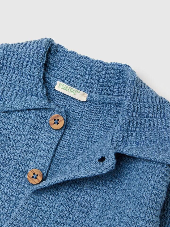Benetton Cardigan With Collar Air Force Blue