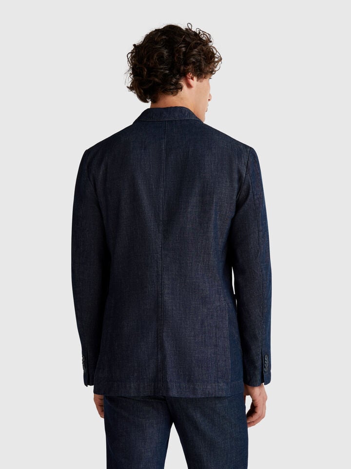 Benetton Chambray Blazer Blue
