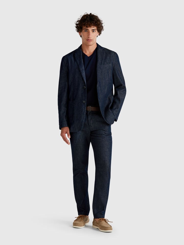 Benetton Chambray Blazer Blue