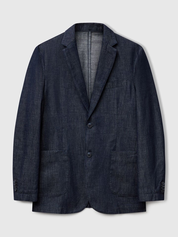 Benetton Chambray Blazer Blue