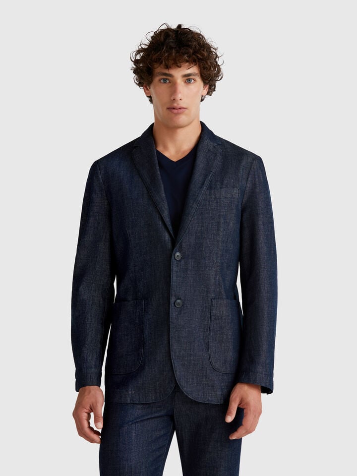 benetton Chambray blazer Blue