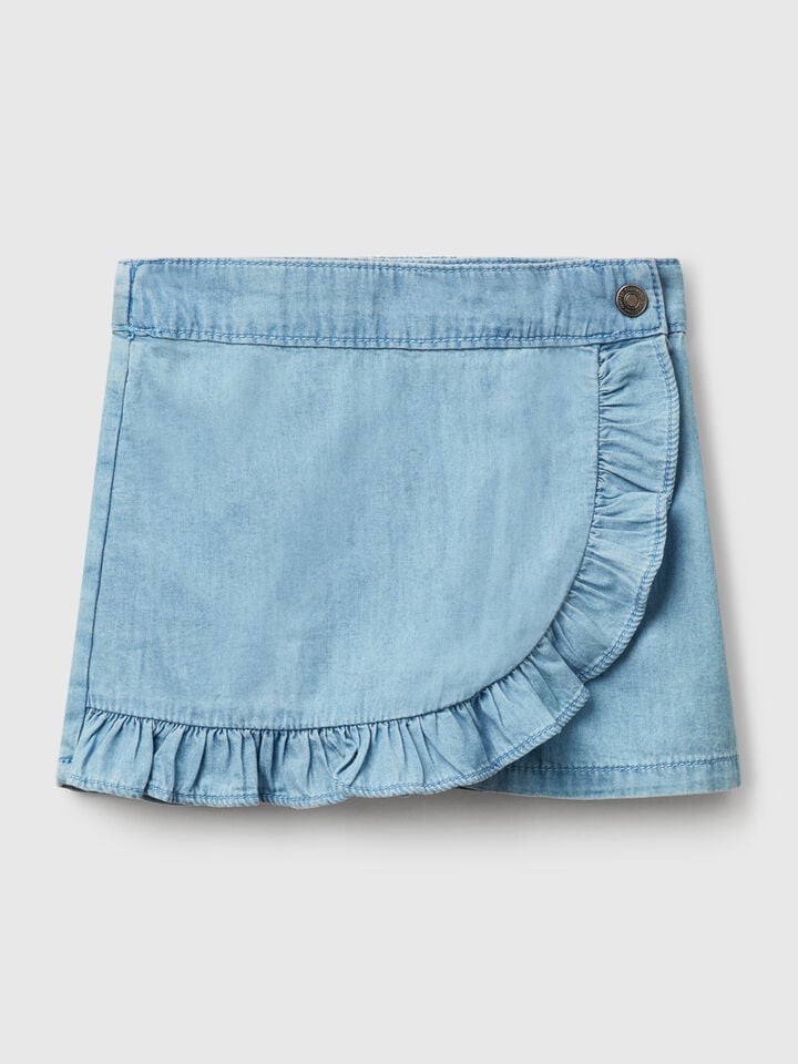 Benetton Chambray Culottes Light Blue