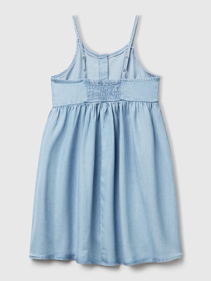 Benetton Chambray Dress Light Blue