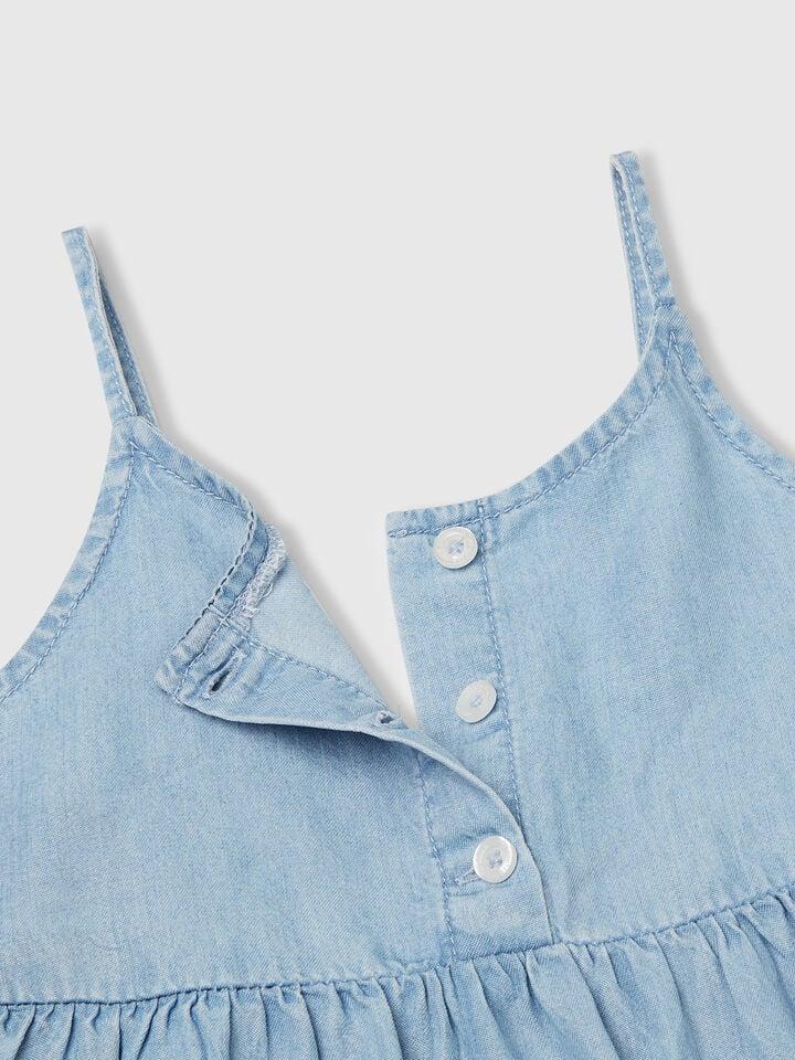 Benetton Chambray Dress Light Blue