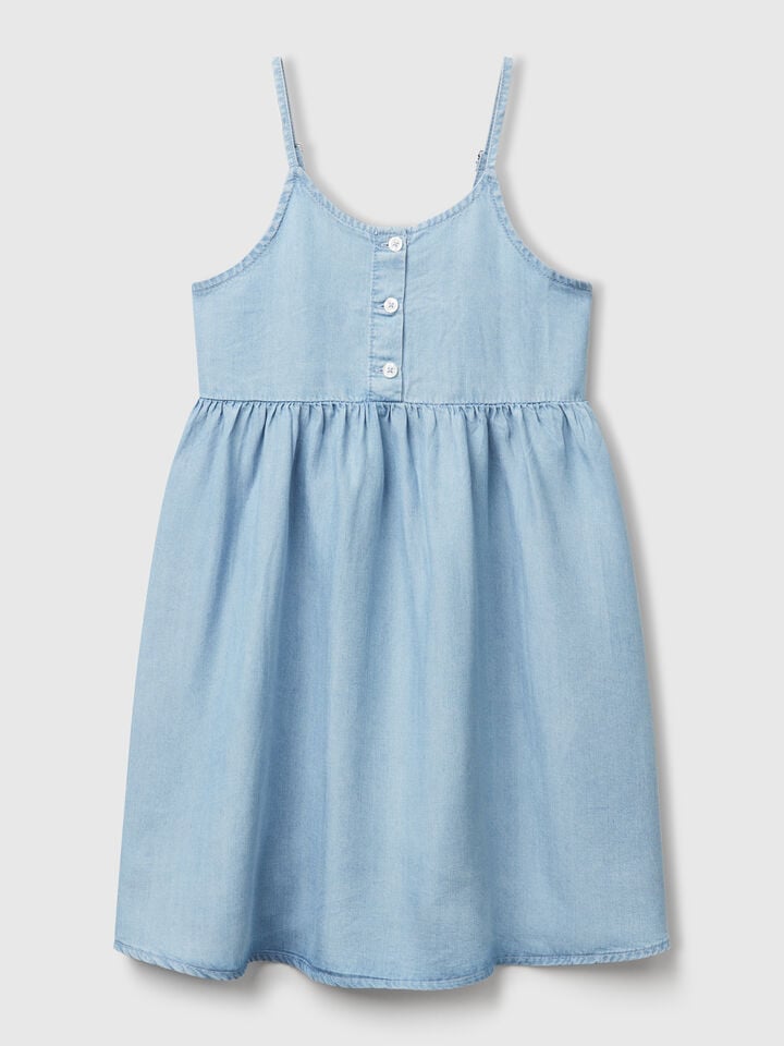 Benetton Chambray Dress Light Blue
