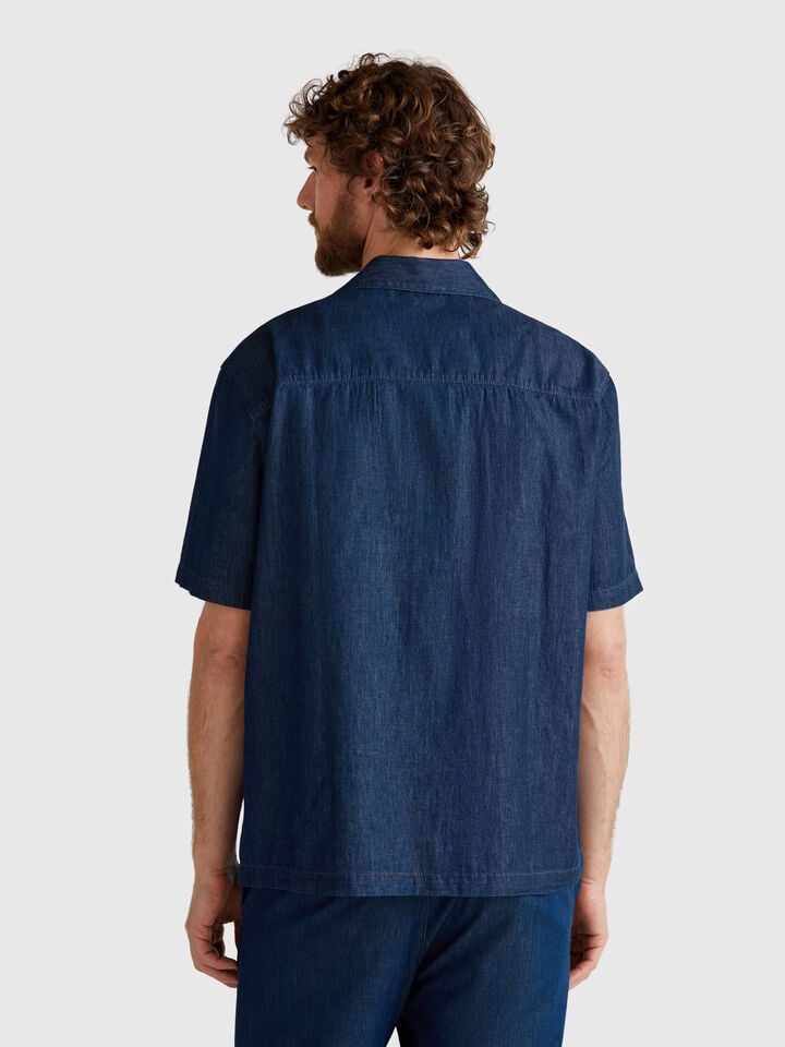 Benetton Chambray Shirt Blue