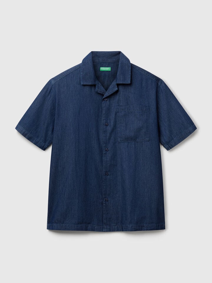 Benetton Chambray Shirt Blue