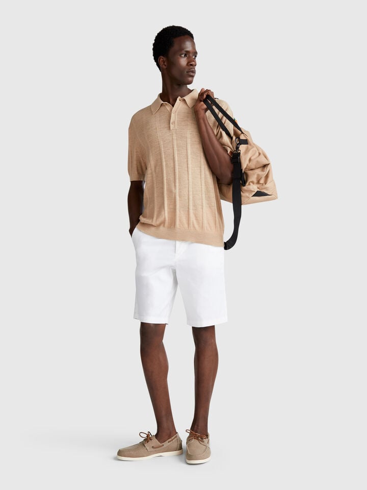 Benetton Chino Bermudas In Stretch Cotton White