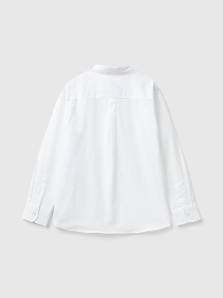 Benetton Classic Shirt In Pure Cotton White