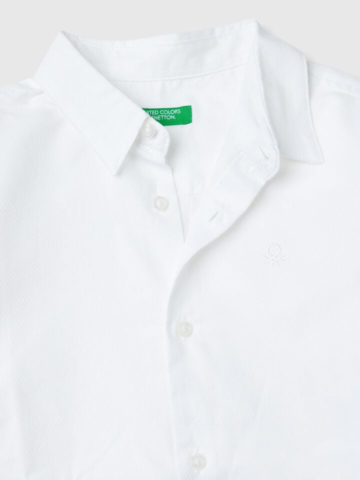 Benetton Classic Shirt In Pure Cotton White