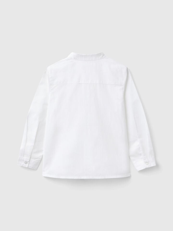 Benetton Classic Shirt In Pure Cotton White