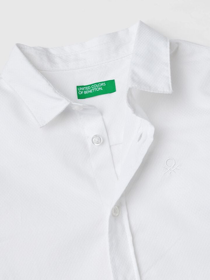 Benetton Classic Shirt In Pure Cotton White