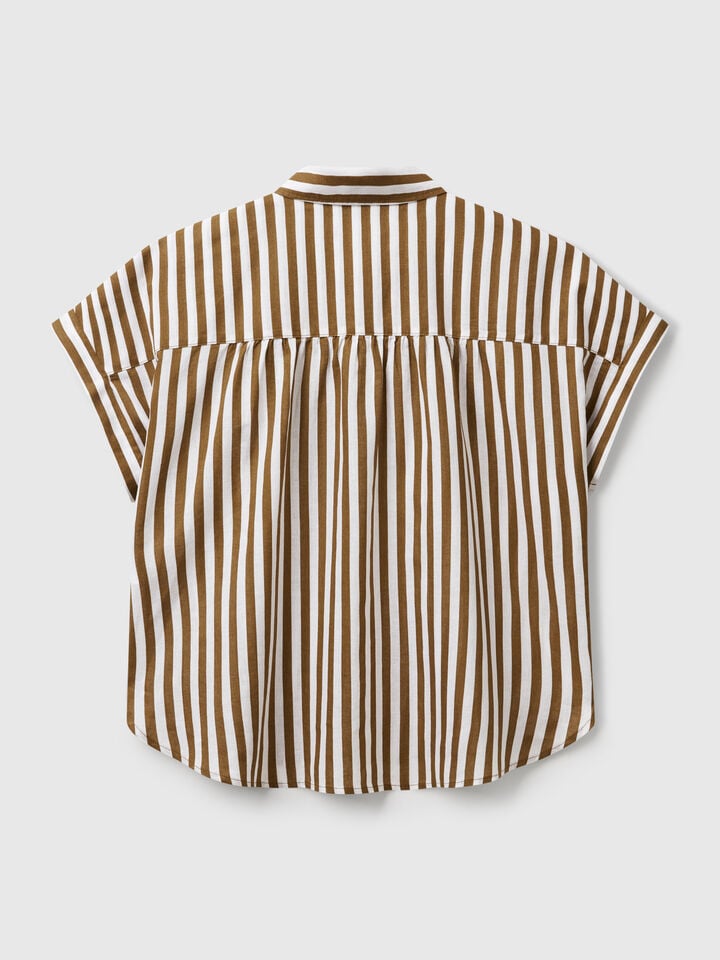 Benetton Comfort Fit Striped Shirt Brown